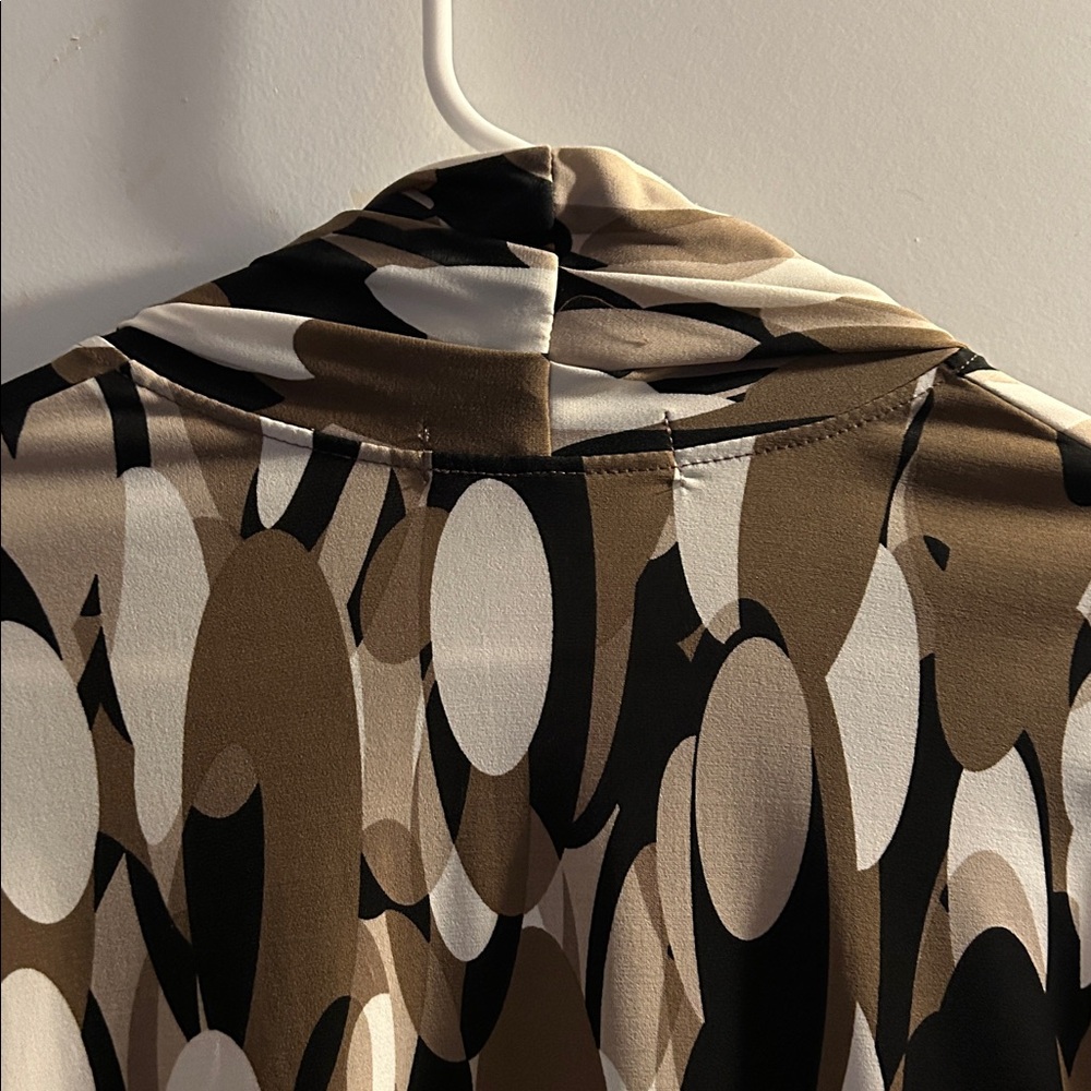 Ellen Tracy Brown And White Patterned Cardigan - image 6